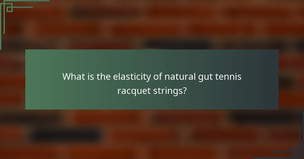 What is the elasticity of natural gut tennis racquet strings?